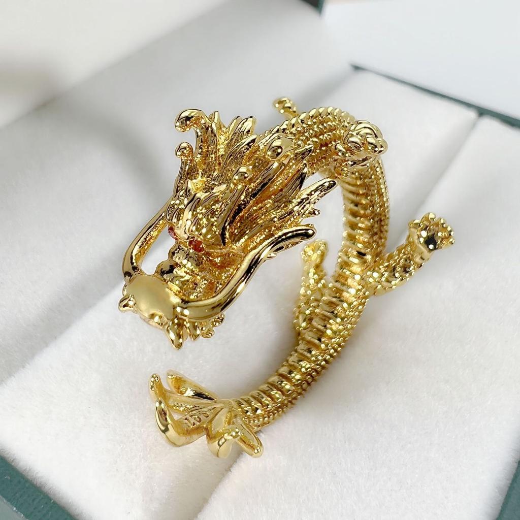 National Style Totem Cloud Tyrannosaurus Rex Ring Men 'S Ring Creative Retro Dragon King Dragon Pattern Coiled Dragon Ring
