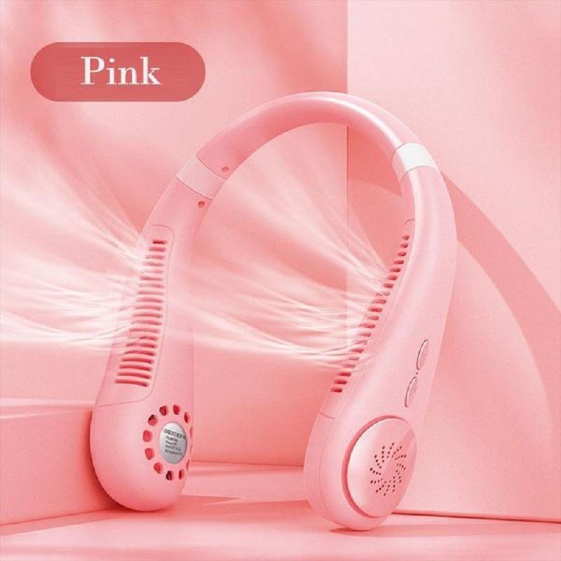 New Mini 3 Speeds Bladeless Fan Hanging Dual Cooling Neck Fan USB Portable Rechargeable Silent Ventilator for Outdoor Travel Indoor