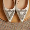 White rhinestone high heels autumn and winter new pointed head shallow mouth stiletto dinner bride wedding shoes