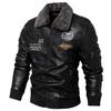 Neue Motorradjacke für Herren im Herbst/Winter, modische lässige Leder-gestickte Fliegerjacke, Samt-Pu-Jacke