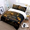 Golden Merry Christmas Decor Bedding Duvet Cover Set Duvet Cover Pillowcases  (1*Duvet Cover 2*Pillowcases, without duvet insert)