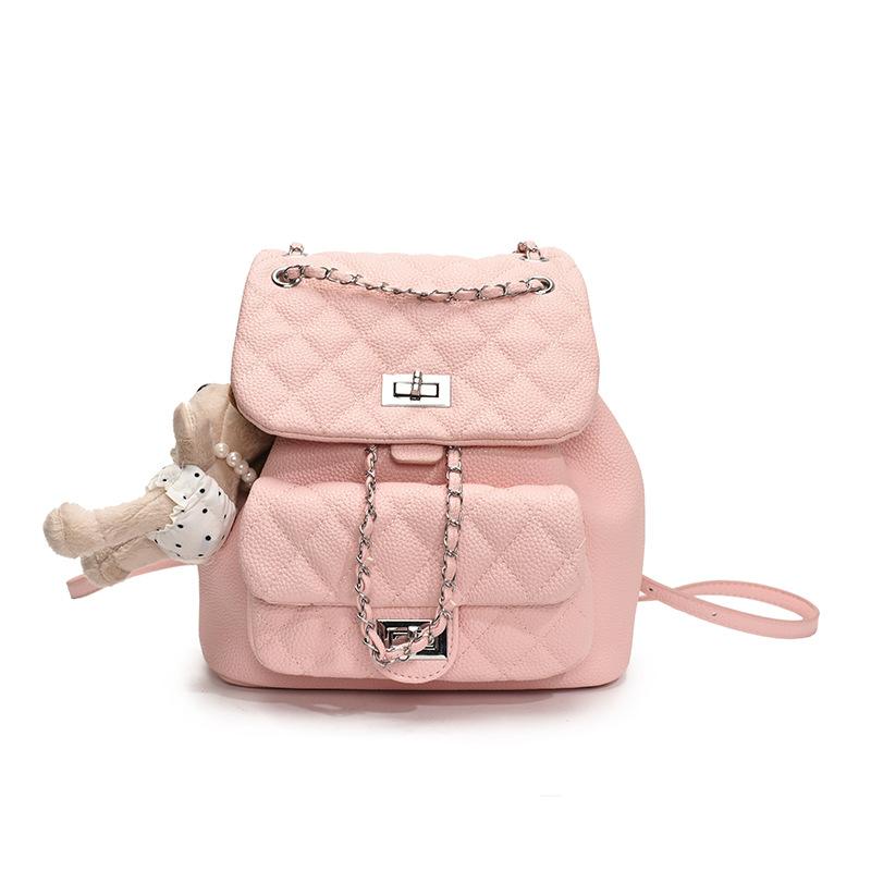 Summer Trend Small Fragrant Wind Rhombus Chain Small Backpack Bag Women'S Versatile Foreign Style Light Luxury Backpack