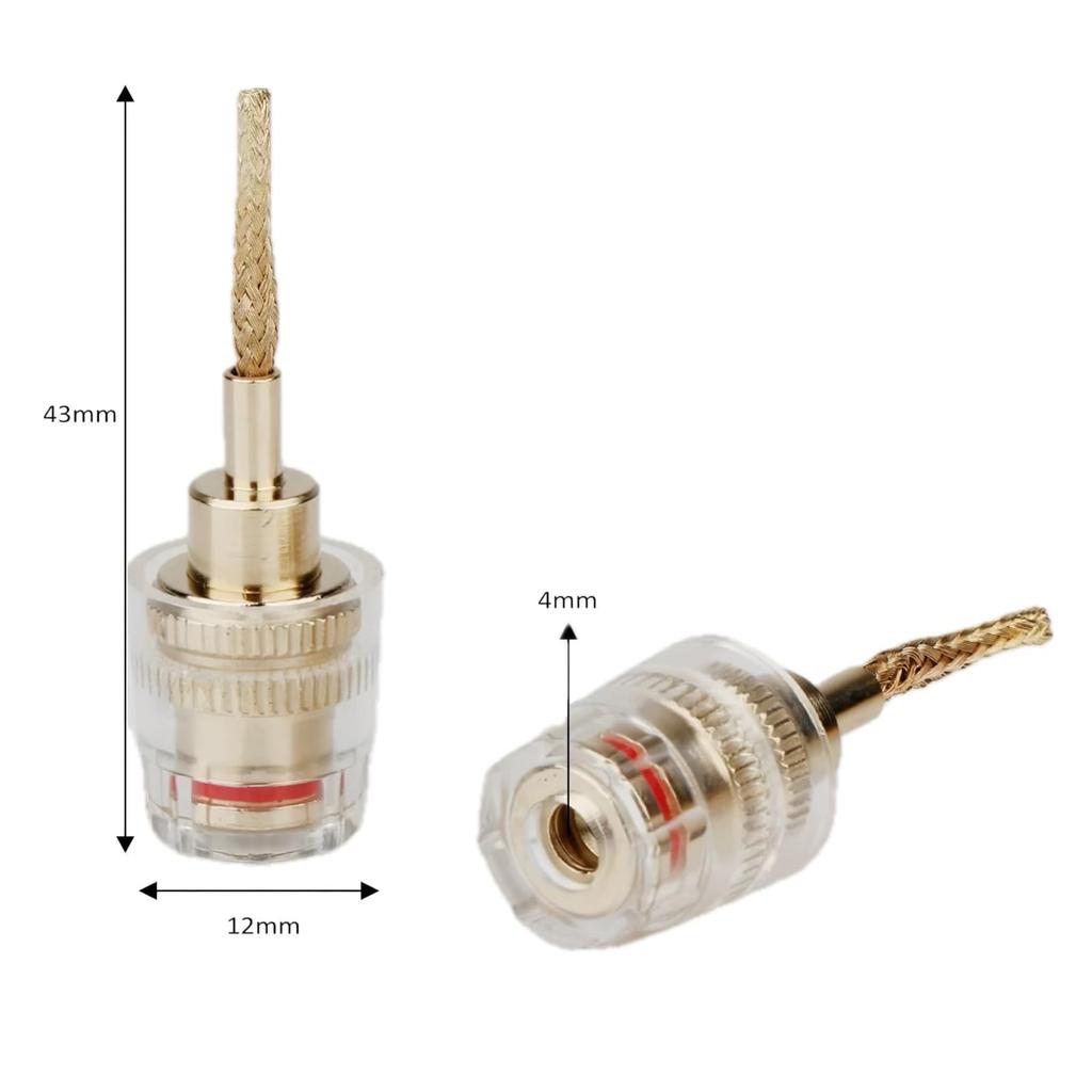 Złącze konwersyjne wtyk bananowy 4mm kabel głośnikowy wtyk bananowy wtyk igłowy zestaw 4 szt. czerwony i czarny [LCYOUTH]