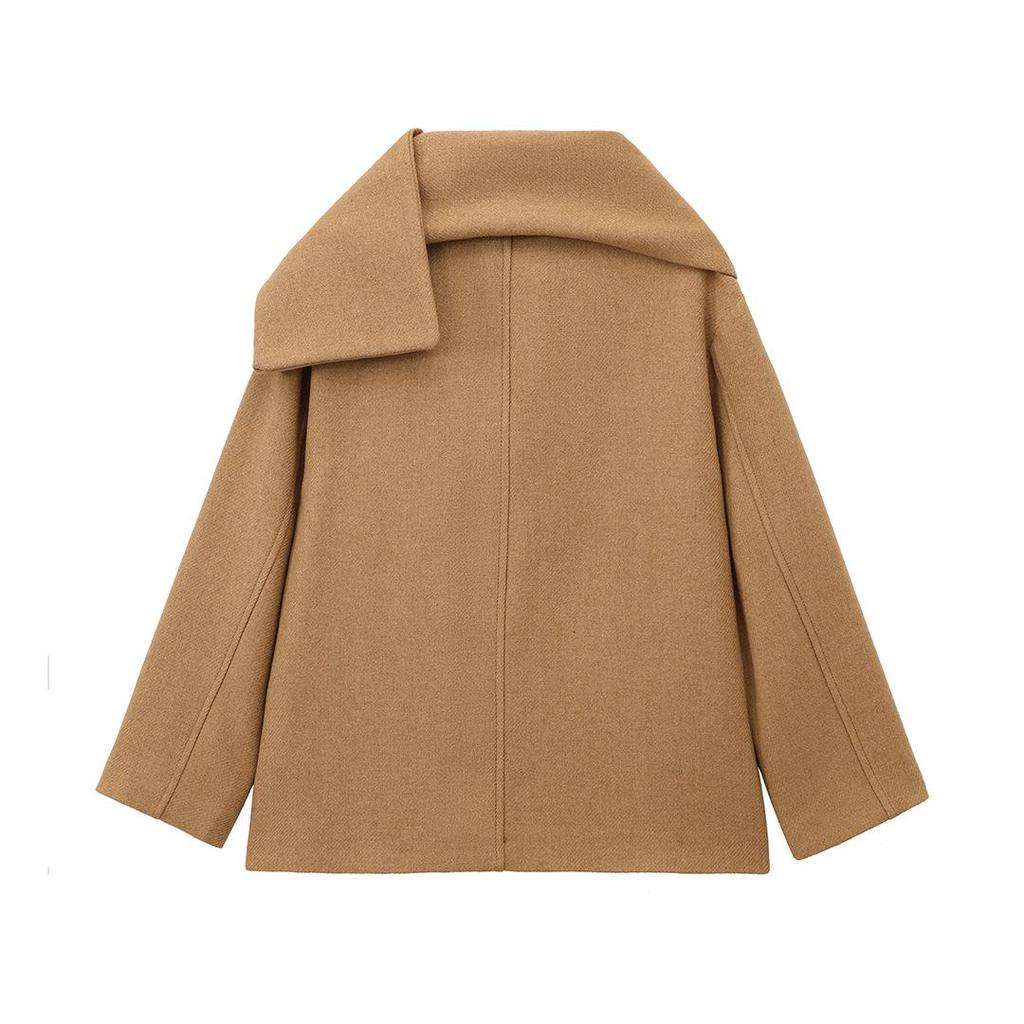 2024 Winter Damen Europäisch Amerikanischer Stil Langarm Übermantel mit Schal