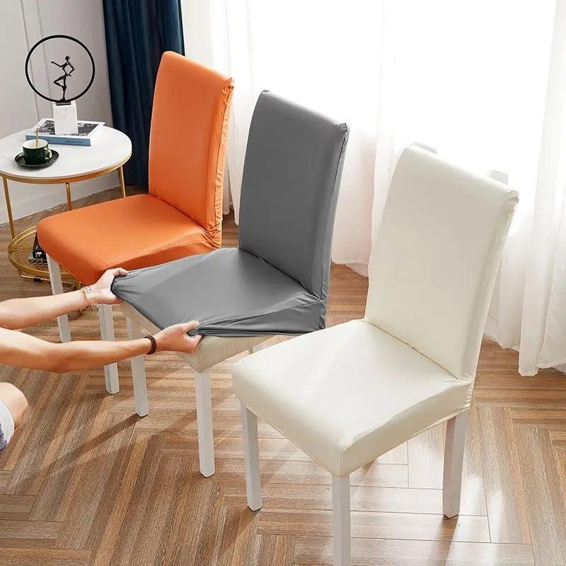 Waterproof Chair Cover PU Elastic Universal Leather Seat Cover Living Room Hotel Dining Table Anti-fouling Duty Free Chair Cover