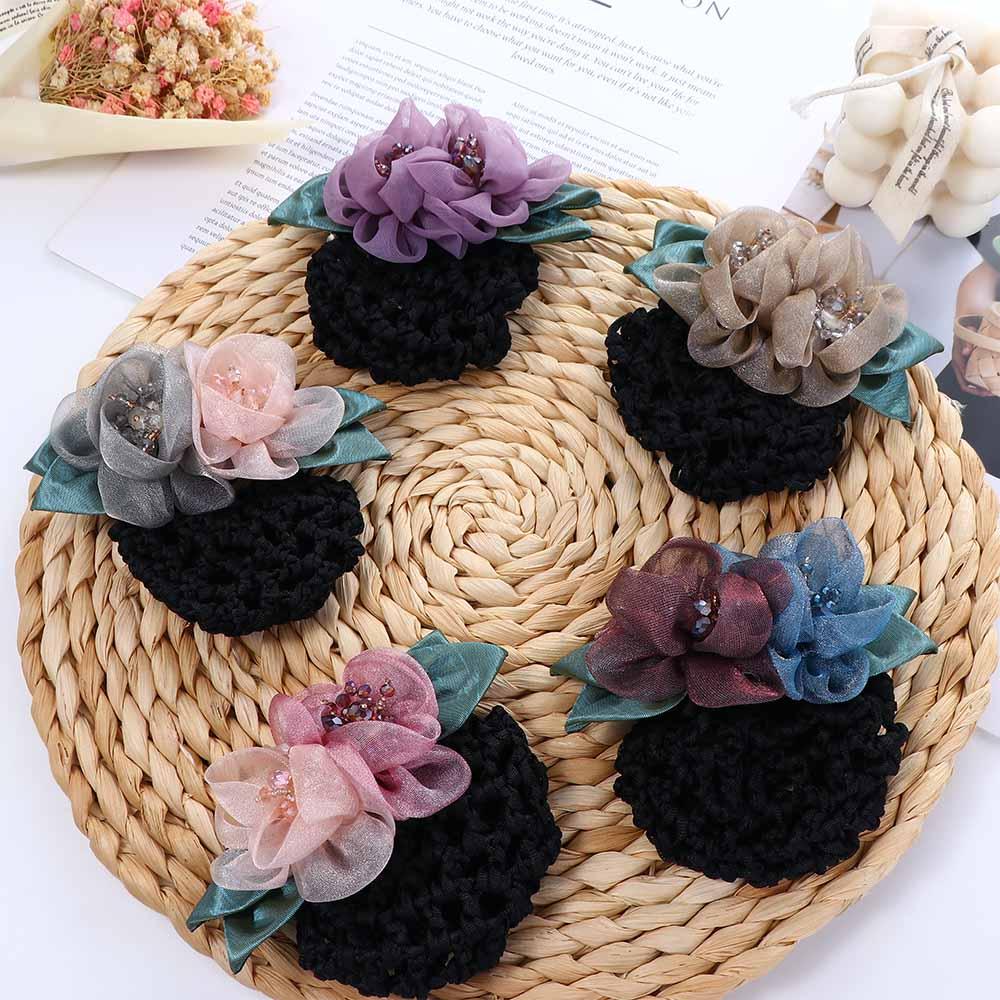 Flight Attendant Nurses Hair Accessories Women Hairpin Korean Style Headdress Flower Bun Net Snood