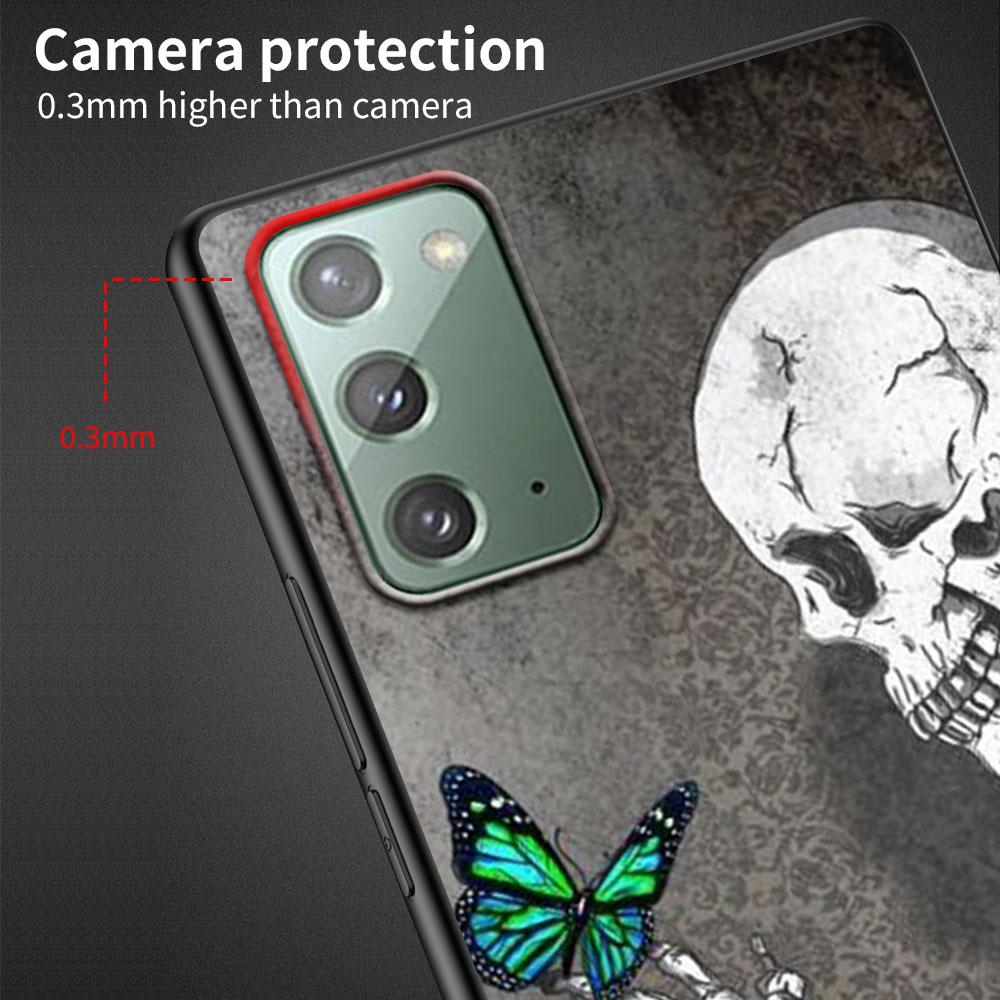 Retro Skull Butterfly Case for Samsung Galaxy Note 20 Ultra 10 Lite 9 8 A53 A52 S23 S22 S21 S20 Plus Silicone Black Phone Cover