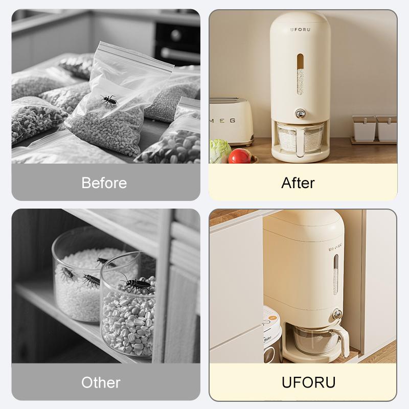 UFORU Storage Bucket 20 Jin Sealed Dustproof Moisture-proof Food Grade Rice Bowl Kitchen Large Capacity Press Type Rice Bucket