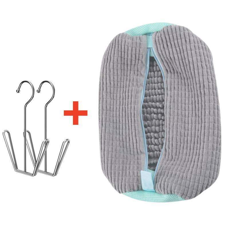 Shoe Washing Machine Bag With Shoes Drying Rack Set Durable Laundry Shoe Bag For Washer & Dryer Fluffy Fibers Washing Shoes Bag
