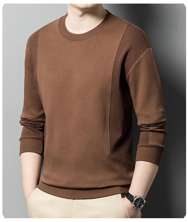Men's Patchwork Cotton Hoodie - Spring/Autumn Long Sleeve Round Neck Trendy Fashion Top
