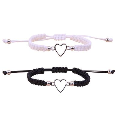 2Pcs Love Heart Couple Bracelet For Lover Women Men Hand Crafted Adjustable Rope Friends Relationship Matching Bracelets Jewelry