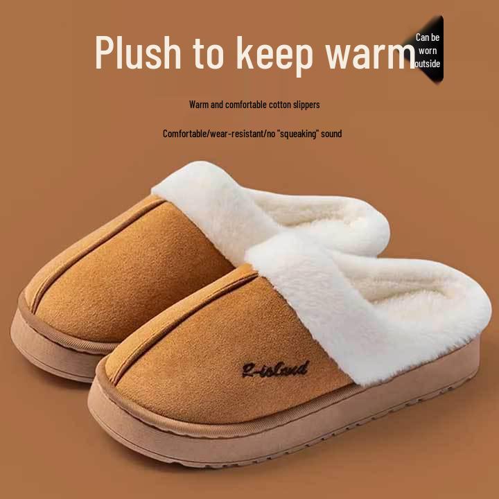 Women's Cotton Non-Slip Cartoon Slippers - Warm Velvet, Thick Sole, Furry Indoor Footwear for Autumn/Winter 2025 Couples