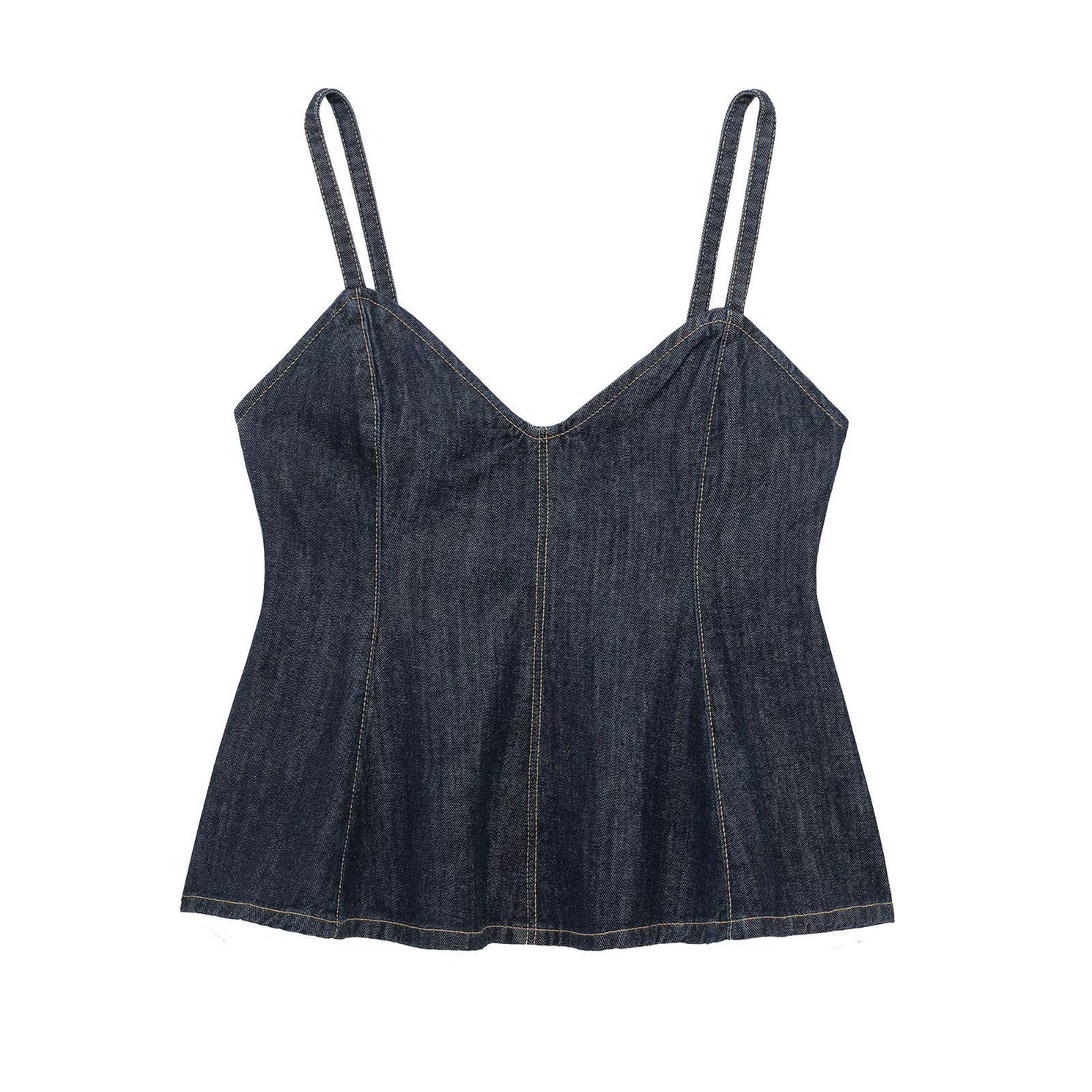 

TAOP&ZA Spring/Summer Women s Elegant Versatile Denim Camisole Vest Small