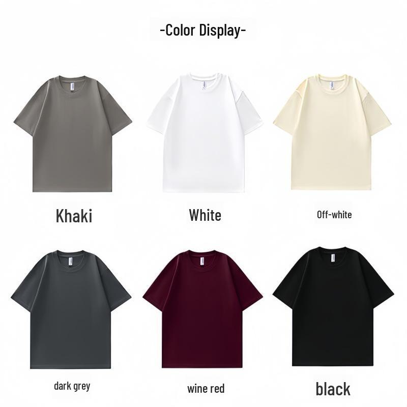 280G Heavy Cotton Short-Sleeve Dropped Shoulder Solid Color T-Shirt for Couples