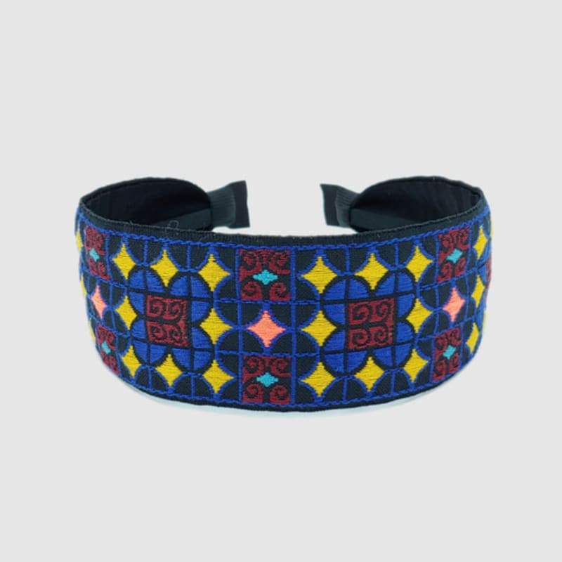 

LALA Этническая клетчатая повязка на голову P-ЧЕРНО-СИНИЙ FREE