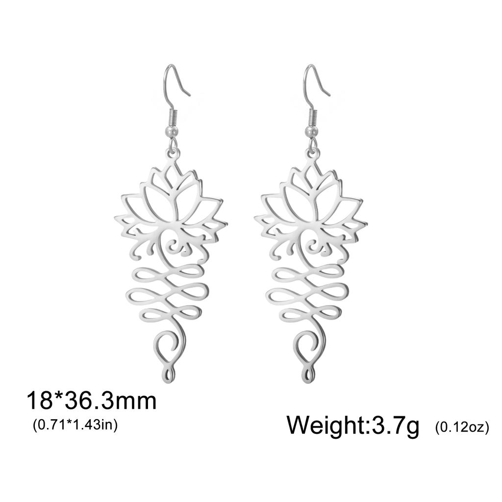 My Shape Hollow Lotus Flower Drop Earrings for Women Girls Stainless Steel Retro Unalome Earring Yoga Fashion Amulet Jewelry