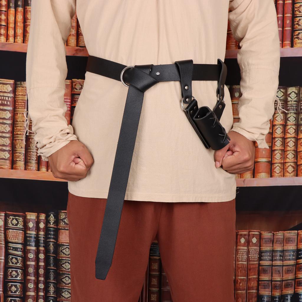 Retro Medieval Belt Sword Set Scabbard Renaissance Knight Suit PU Leather Role-playing Waist Hanging Sword Storage Set