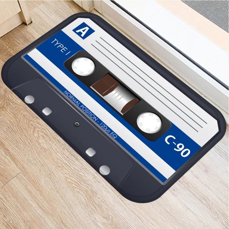 Retro Music Tape Pattern Doormat Home Decor Anti-slip Carpets Kitchen Bedroom Entrance Soft Floor Mat Washable Foot Mats