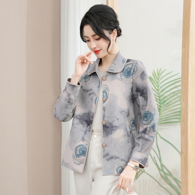 YUZHAOLIN Mid-Aged Women's Chinese Style Printed Jacket