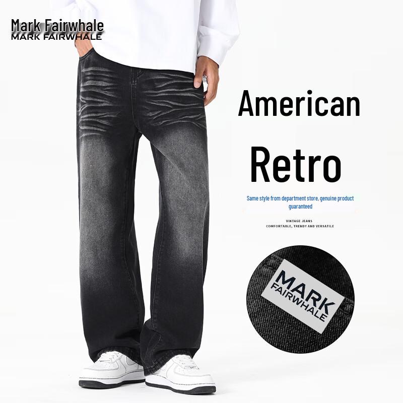 Mark Fairwhale Men's 2025 Autumn Loose Fit Distressed Straight Leg Jeans