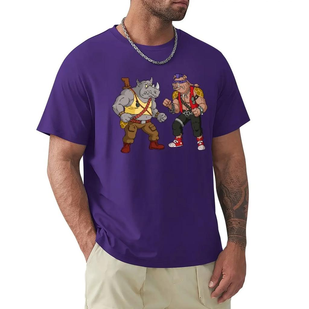 Kawaii Kleidung Sweat Oversize T-Shirt Herren Neue Mode Schwergewicht Kragen Streetwear Bebop Rocksteady - Lustiges T-Shirt mit großem Aufdruck