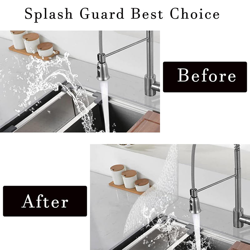 1Pair Transparent Acrylic Sink Splash Guard 90°-105° Adjustable Water Baffle Anti-Splash Waterproof Countertop Protector