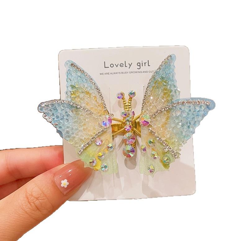 Movable Rhinestone Butterfly Hair Clip for Women and Children – Sweet & Cute Accessory