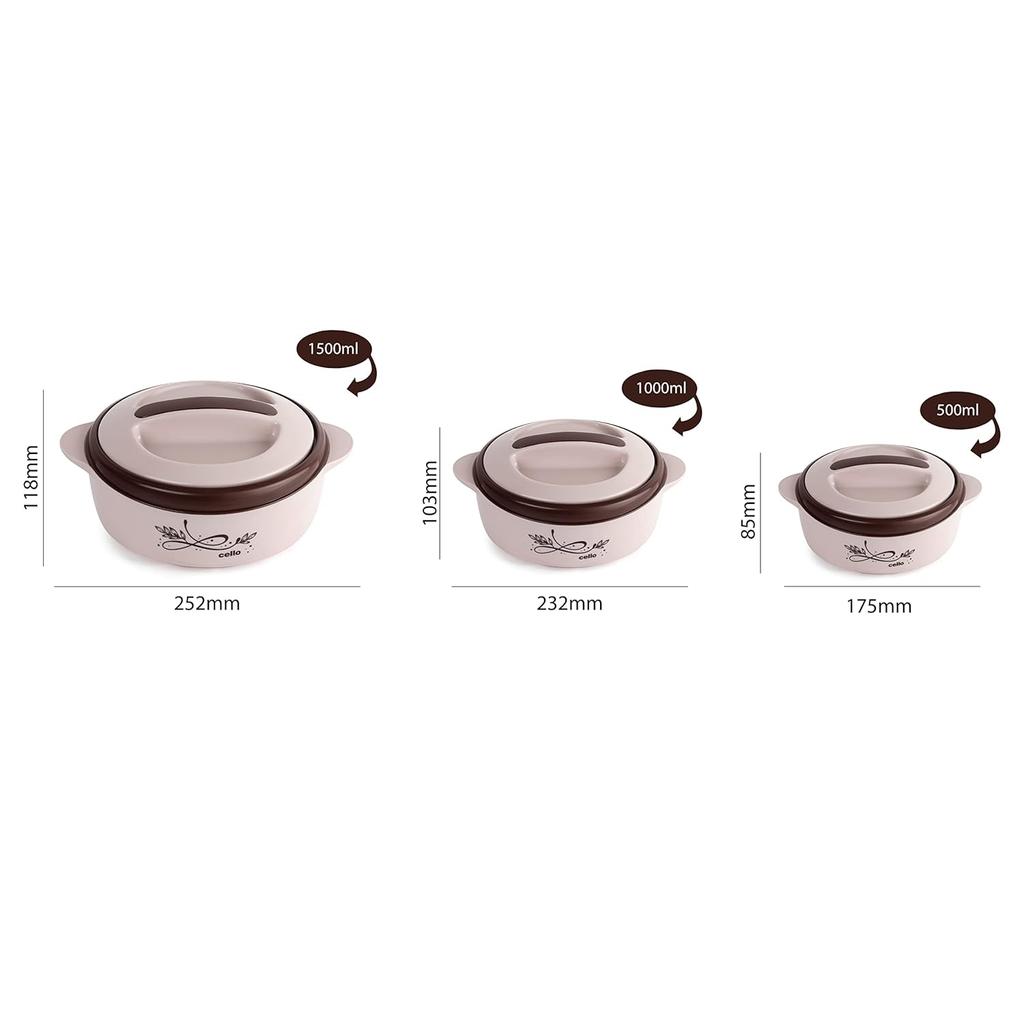 Insulated Stainless Steel Casserole Set For Hot Food Storage | Ideal For Roti Rice Chapati | Modern Brown Design With Easy Grip Handle
