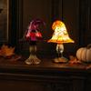 Halloweenový čarodějnický klobouk Stolní lampa, USB vitrážová čarodějnická klobouková lampa, Vintage gotický kouzelnický klobouk Dekorativní noční světlo pro domov, ložnici