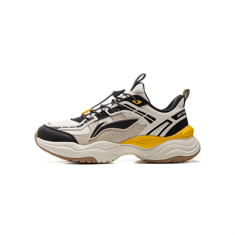Li Ning Kids Synthetic Leather Woven Fashion Versatile Non-Slip Shock Absorbing Wear-Resistant Breathable Low-Top Casual Shoes Kids sneaker YKCU244-1