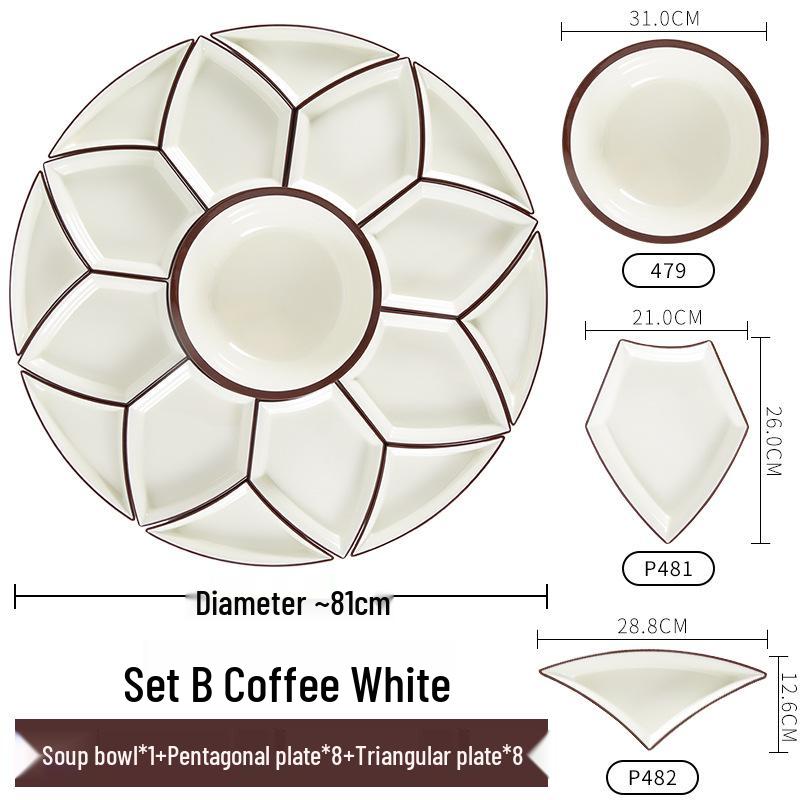 Melamine Platter & Tableware Set: Bowl, Plate, and Dish Set for Hot Pot & New Year's Eve Dinner.
