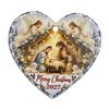 Heart Shaped Nativity Pendants Wooden Hanging Ornament for Christmas Tree Decorations, Retro Religious Vintage Style Holiday Tags Scene Garland