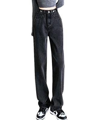 Dep Club Straight Wide Denim Perfect for and and Winter Women's Jeans, High-Waisted, Leg-Lengthening Pants, Commuting, School, Travel, Dates, Spring,