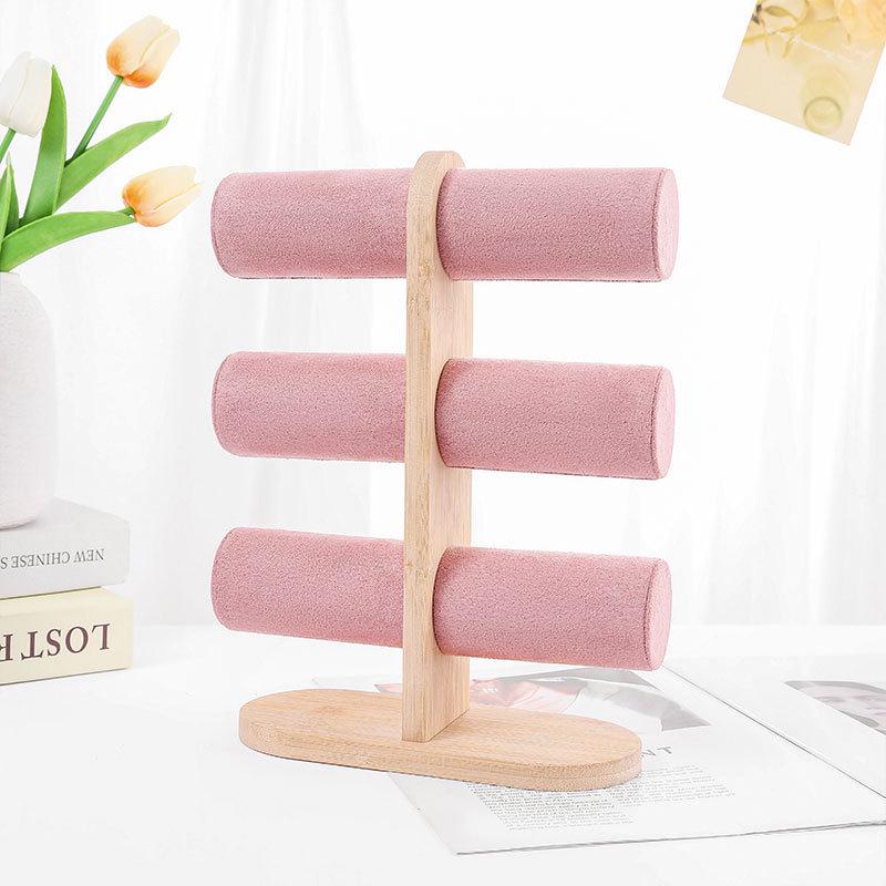 

Подставка для браслетов из бамбука и дерева - стойка и органайзер для ювелирных изделий 29.2*9.1*20 cm розовый