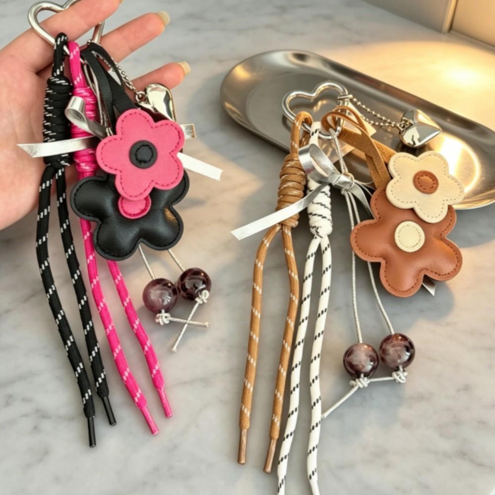 Bag Charm Cute Leather Flower Tassel Bag Charm Boho Pendant for Women