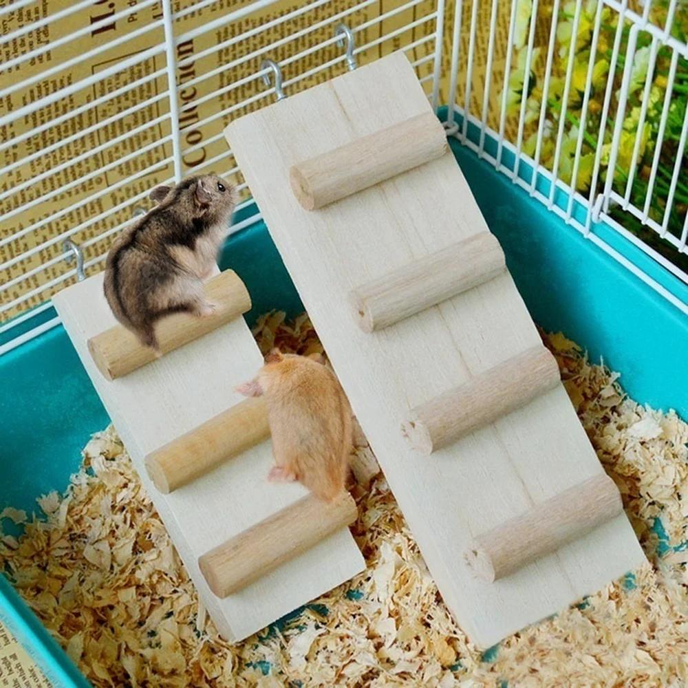 

Hamster Wooden Climbing Ladder - Pet Cage Accessories Small Animal Chew Toy for Gerbil Mouse Rodent Cage Climbing Plaything 5x12cm