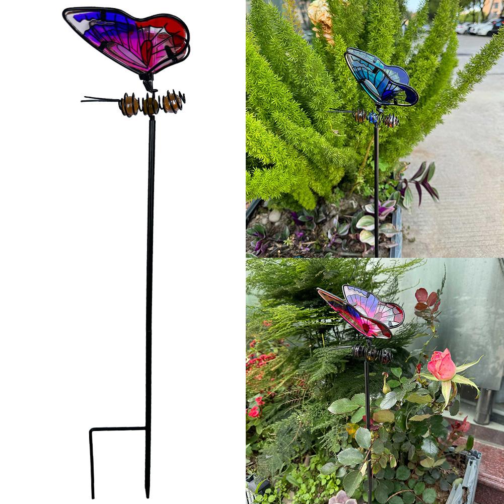 Butterfly/Dragonfly Garden Stake Decor Insect Yard Stake Metal Lawn Ornaments Creative Yard Art Garden Stake for Garden Decor