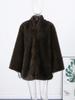 Women's Medium To Long Faux Fur Jacket Women's Collar Warm Fur Coat Brown 2025 New Collection