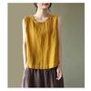 Solid Color Cotton and Linen Embroidered Vest T-shirt Women's Summer Loose Casual Sleeveless Top