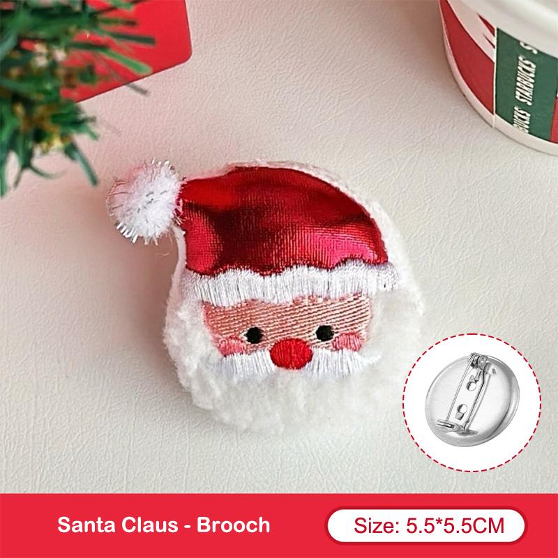 Christmas Plush Doll Brooch Christmas Tree Santa Claus Snowman Socks Pin Bag Coat Sweater Scarf Badge Pins Accessorie