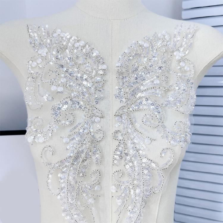 1pair Stylish Embroidered Sequins Patches Elegant Embellishments Patches for Fashion Projects and Event