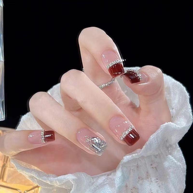 Nail Handcrafted Wearing Cherry Red  Art Highgrade Fashionable Popular Trend