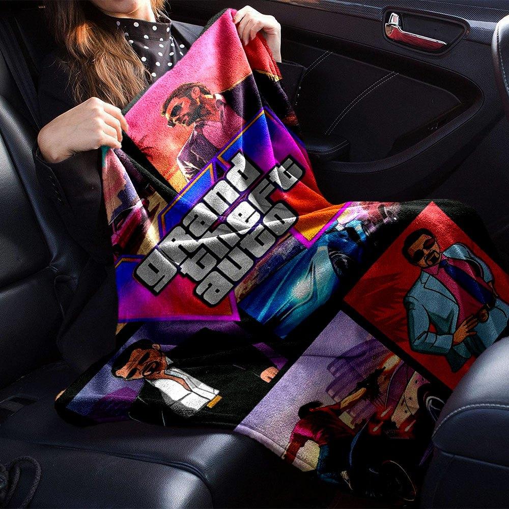 1pc Grand Theft Auto Soft Flannel Blanket with Designer Print A Cozy Blanket for All Seasons, Perfect for the Couch, Bed, Office
