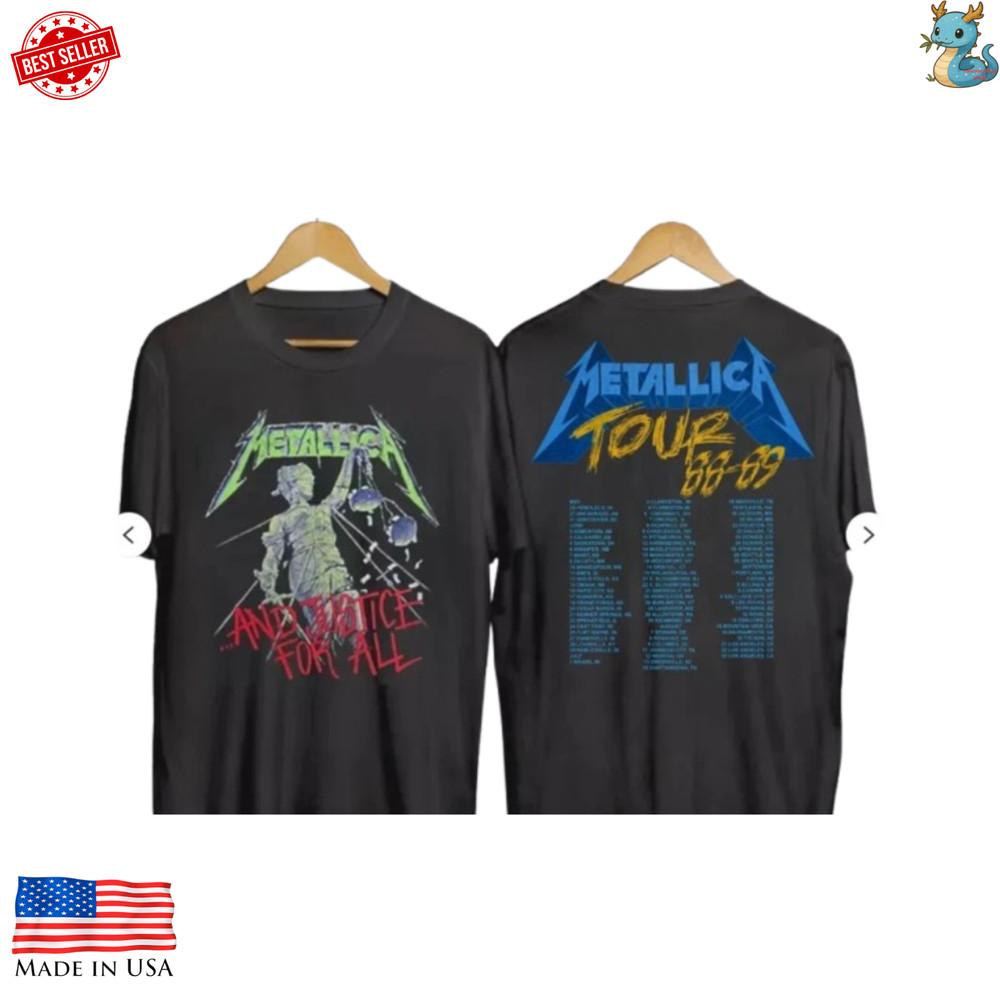 

Футболка Metallica And Justice For All Tour 88 89 Винтажная футболка рок-группы Унисекс M