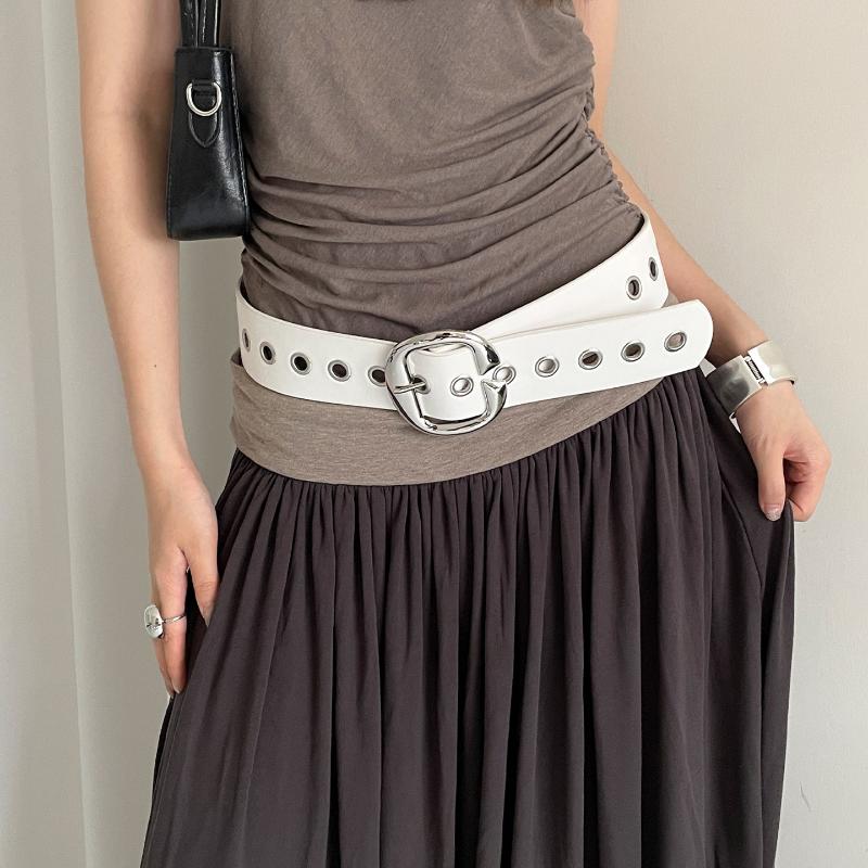 Punk Style Design Sense Wide Belt Female Y2k Personality Advanced Sense With Skirt Jeans Belt PU Leather Belt Accessories
