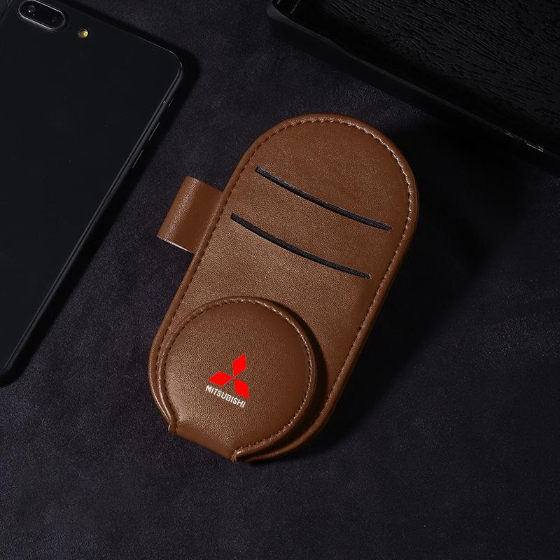 

Car Leather Glasses Clip Sun Visor Multi-function Sunglasses Clip Car Accessories For Mitsubishi Pajero Outlander XL Montero Lancer Triton l200 Galant