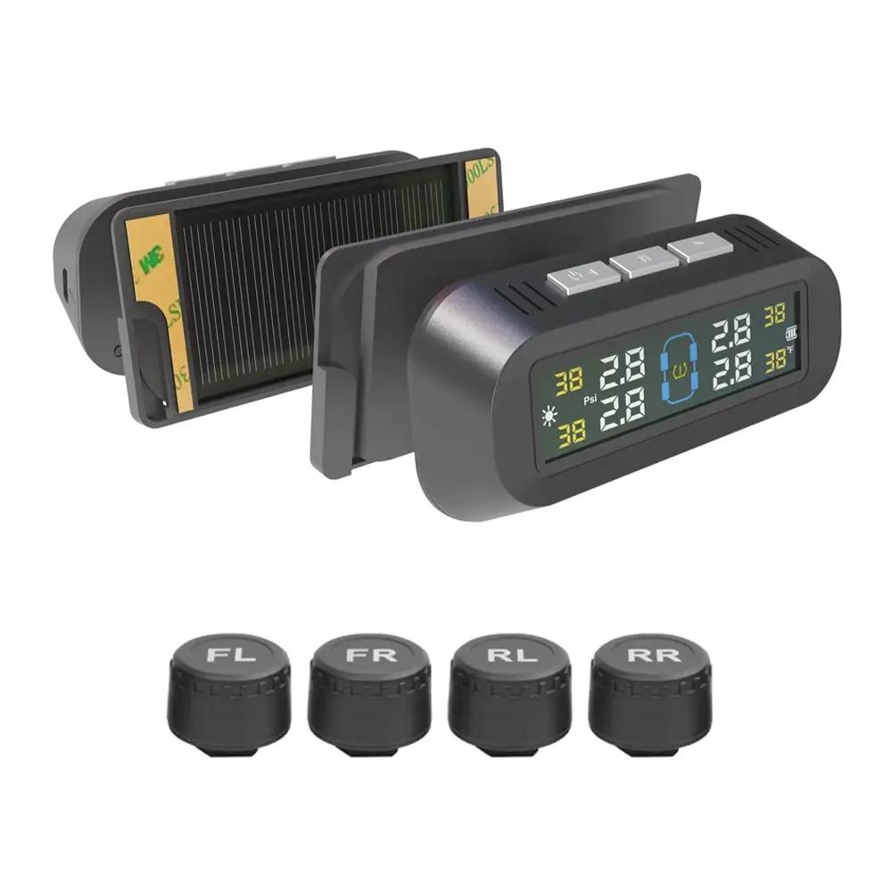 Smart TPMS Car Tire Pressure Alarm Monitor System 4 External Sensors Display Solar Intelligent Tyre Pressure Temperature Warning