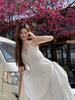 Elegant 2026 Summer White French Fairy Strappy Beach Dress - Women's Slimming Long Skirt