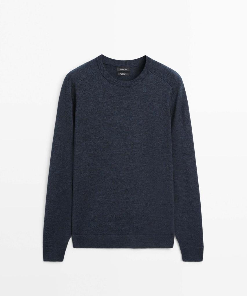 Masimodutti 100% Merino Wool Round Neck Knit Sweater