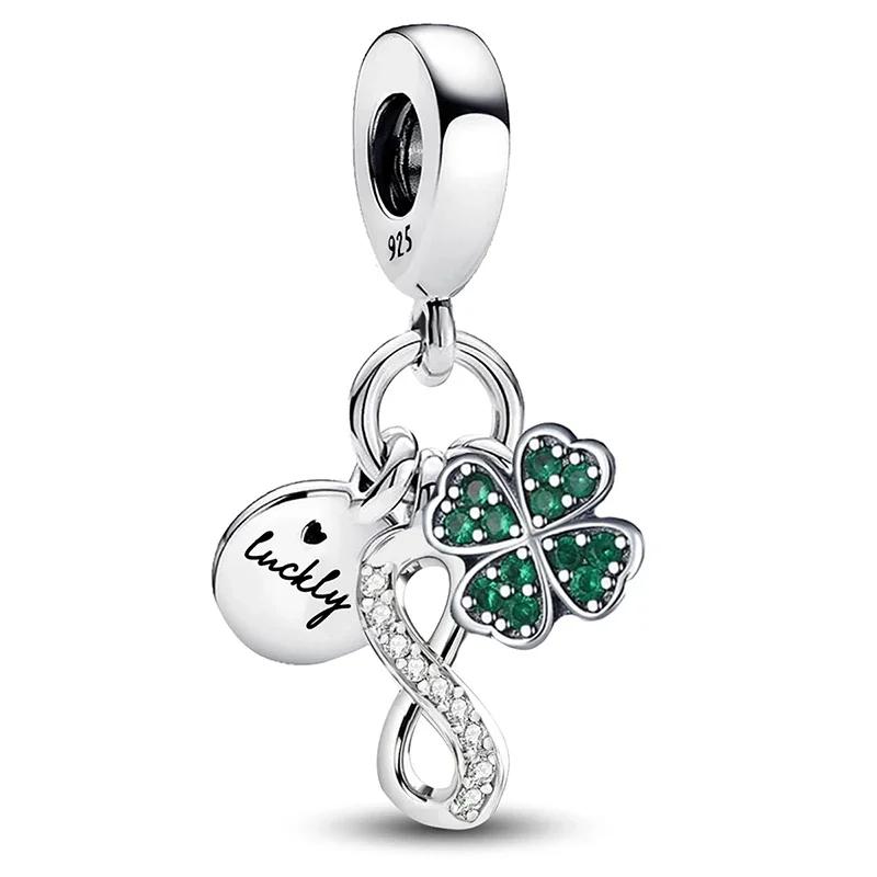 Copper Flower Suitcase Four Leaf Clover Turtle Charms Beads Fit For Original Pan Bracelets Diy Fine Jewelry Gift
